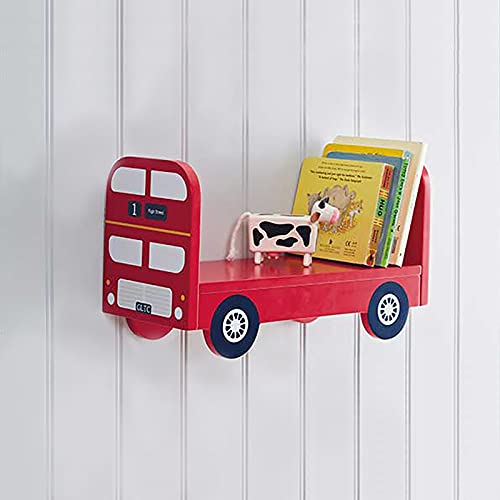 Mkmkl Truck-Shaped Wall Shelf, Red Wooden Board Wall Shelf, Desktop Book Rack, Movable Trolley Picture Book Storage Boxes Toy Storage Cabinet Bookcase Storage Cubby,Red,13.6X9.8X7.3In #TOP4
