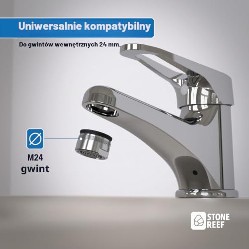 Kran regulator strumienia M24 – oszczędzająca wodę dysza mieszająca z filtrem ze stali nierdzewnej, nasadka perlatora do kranów, gwint wewnętrzny i zewnętrzny, ochrona przed kamieniem i długotrwała