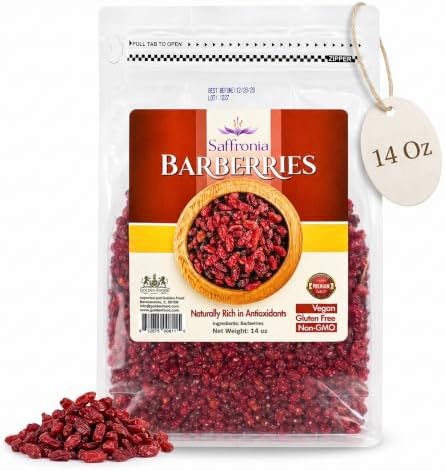 Saffronia Premium Dried Barberries, 14 oz, Gluten Free, Non-GMO, Zereshk