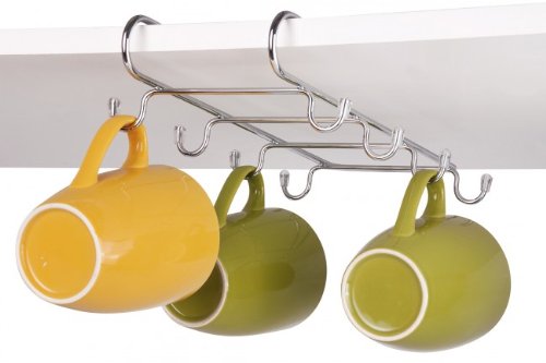 Preisvergleich Produktbild Tassenhalter für Regalboden - Becherregal zum Einhängen - Metall - Schrankeinsatz - Tassenregal - Tassenhänger - Küchenregal - Schrank - Regal