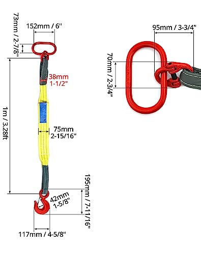 Qwork WD10350 Lifting Slings Web Sling, 3.3 Ft Heavy Duty Single Leg Wire Rope thumb #5
