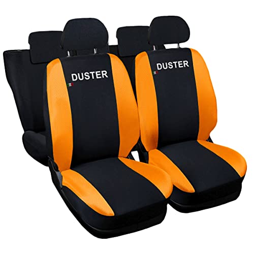 Auto Accessori Lupex - Housses de siège Auto. Housse de siège de Voiture Compatible avec Duster, Noir Orange, fabriquée en Italie, Housse de siège Avant et arrière, intérieur de la Voiture