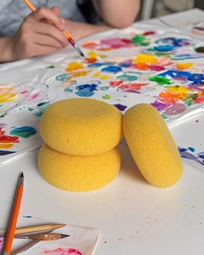 image for WAFJAMF 4 Pcs Round Painting Sponge 3in Artist Sponges for Acrylic Wat