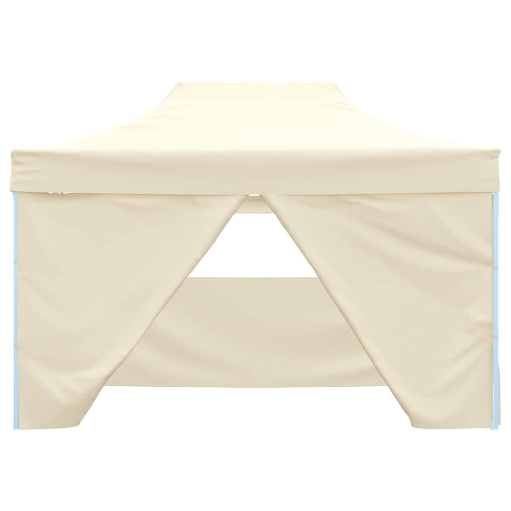 Gazebo pieghevole 3 x 4 m, colore crema, con 4 pareti in acciaio