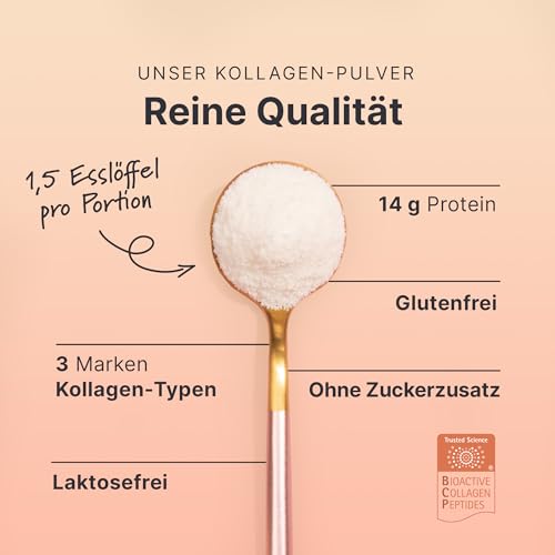 SHEKO Premium Kollagen Pulver 450g - Natürliches Bioaktives Kollagen Hydrolysat - Peptide Typ 1, 2, 3 - Collagen Pulver - Reinste Qualität - Optimale Löslichkeit - Proteinpulver - Made in Germany