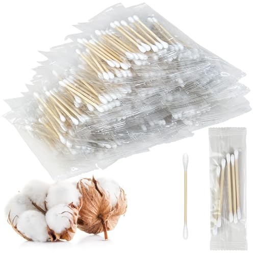 Egaageoi 500 Count Individually Wrapped Double-Tipped Travel Cotton Swabs