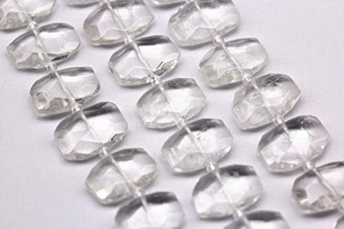 JM Design Crystal Quartz Faceted Rectangle Shape Loose Gemstone Beads Size 15x20mm 15.5'' Strand for Jewelry Making, Arts and Craft