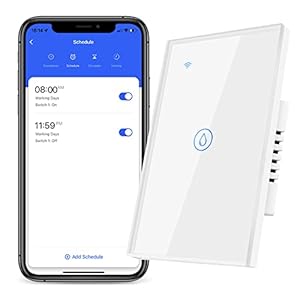 40Amp Smart Water Heater Switch, 100/240V, 8000W, Requires Neutral Wire, 2.4GHz Wi-Fi, Compatible with Alexa & Google Home, Upgraded (No Ground Wire), White