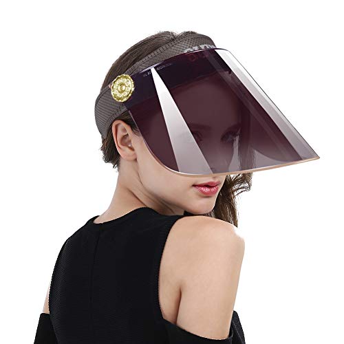 Women Anti-UV Visor Hat UPF40+ Solar Sun Protection Headband Summer Cap (Coffee)