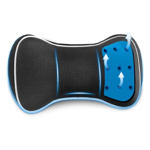 SAMSONITE, Infused-Gel Car Neck Pillow with Airflow Memory Foam, Headrest Support Cushion for Driving, Universal - Fits Any Vehicle, Including SUVs and Trucks, Washable Cover, Black…