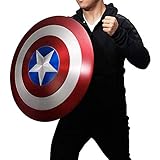 EXQUISITE CRAFTSMANSHIP: Dieser metallgeschmiedete Captain America-Schild kann aufgehängt und in Vitrinen gesteckt werden. Retro- und nostalgische Farben können als individueller dekorativer Schutzschild für die Themenleiste verwendet werden. Es wird ein hoher Druck erzeugt, der dreidimensionale Fünfpunkt-Stern- und Schichtformen anzeigt.