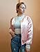 Zeagoo Women Letterman Jackets Satin Bomber Jacket Casual Short Biker Jacket Classic Quilted Coat Outerwear Pink Small