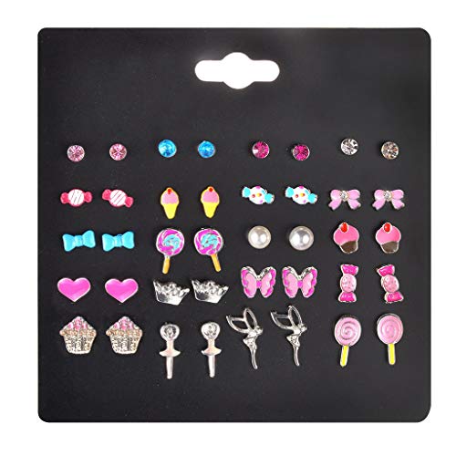 iwh 20 paires de boucles d'oreilles pour enfants ensemble de couleurs mélangées mignon animal coeur perle CZ Kit de goujons