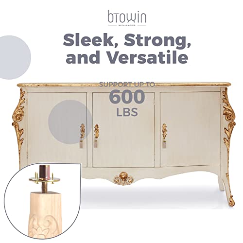30 Inch Solid Wood Carved Furniture Legs, Btowin 4Pcs Unfinished European Style Antique Wooden Carving Replacement Feet Decoration With Mounting Plates & Screws For Dining Chair End Side Table #TOP5