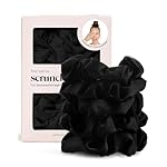 Kitsch Satin Scrunchies for Women – No Crease Hair Ties for Girls | Scrunchies For All Hair Types and Textures, Perfect for Day or Night – 5 Pcs, Black