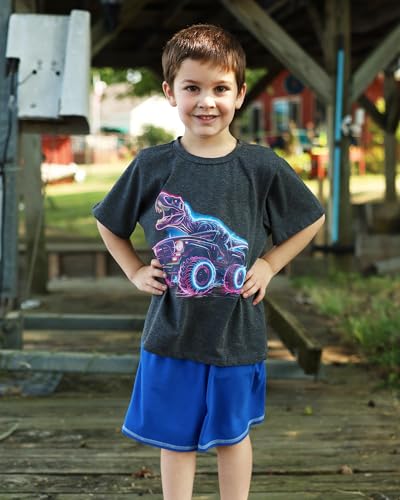 Lovekider Cotton Shirt for 2-6T Boys Truck Dinosaur Toddler Kids T-Shirt Short Sleeve Excavator Construction T-Rex Tee Shirts2