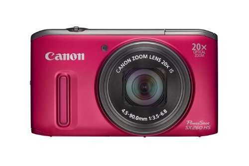Canon Powershot SX260 HS Digital Camera - Red (12.1 MP, 20x Optical Zoom) 3.0 Inch LCD (Renewed)