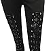 Women's Stylish Leggings Lace Up Front Hollow Out Black Twilled Skinny Pants,Black,X-Large
