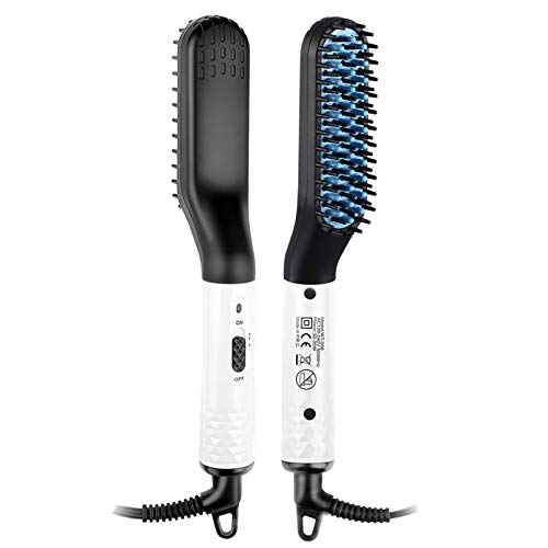 Beard Straightener Electric Hot Comb for Men, Beard Straightening Comb, Mens Hair Beard Iron Straightener, Quick Styling Bread Brush for Curly Hair Beard, Dual Voltage 110-240V Great for Travel