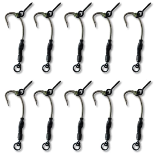 EUROKAN TACKLE 10x Ronnie Rigs Ready Tied – Hooks – Carp Fishing Spinner Rigs UK Made (10 x Medium Screw (popular), Size 2 Micro-Barbed (Extra Large))