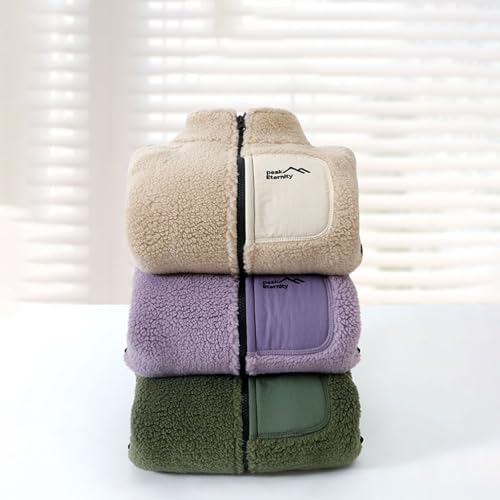 Teen Girls Fleece Jacket Coat Kids Zip Up Cute Warm Plush Sweater with Pocket Casual Weighted Down Outerwear Fall Winter2