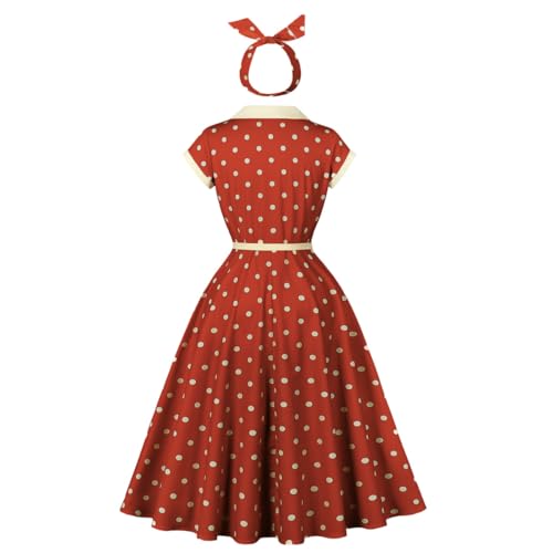 Wellwits Women's Polka Dot Floral Collar Work Party Smart Elegant Vintage Dress2