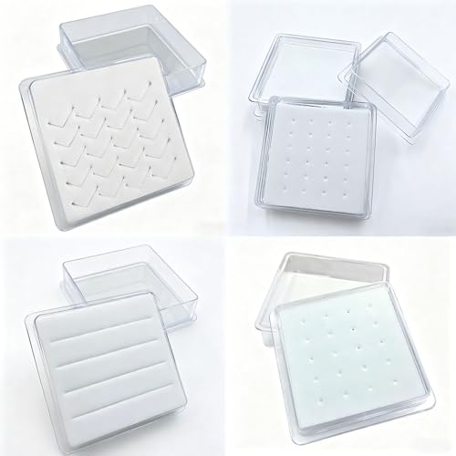 JuxLux 4 Pack Nose Studs Organizer Box Portable Small Jewelry Tray Earring Holder Case Storage Insert Display Tray for Nose Rings Studs Nostrial Piercing Pin Body Jewerly Nose Ring Bone Screw