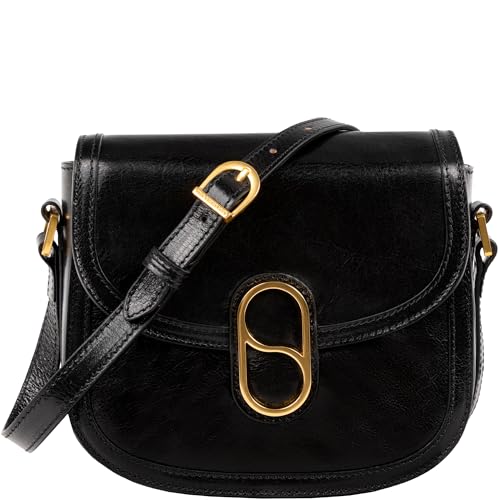 Image of Time Resistance Full-Grain Leather Crossbody Bag - Shoulder Bag with Magnetic Closure - Leather Messenger Bag for Women