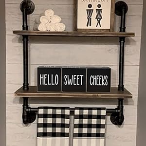 Farmhouse bathroom decorcute funny bathroom signs4 sides nice buttget nakedhello sweet cheekswash your hands wooden rustic black bathroom decor for shelfrestroom decorations28  urban country home decor
