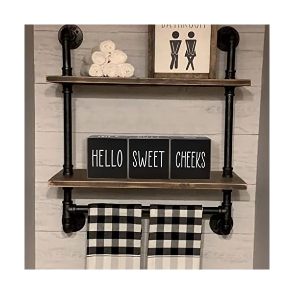 Farmhouse bathroom decorcute funny bathroom signs4 sides nice buttget nakedhello sweet cheekswash your hands wooden rustic black bathroom decor for shelfrestroom decorations28  urban country home decor
