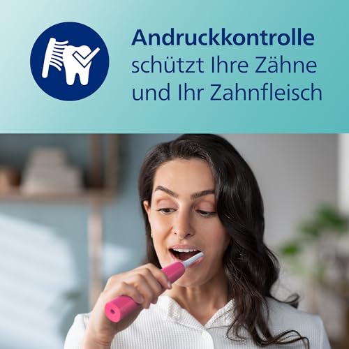 Philips Sonicare 4100 elektrische Zahnbürste mit Schalltechnologie und zwei Modi, Andruckkontrolle und SmarTimer, Paradise Pink Prismatic… – Ansicht 4