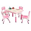 Kids Table and 4 Chairs Set Height Adjustable Desk for Ages 2 8Arts Crafts TableGraffiti Desktop Non Slip Legs Max 300lbs Children Multi Activity Table for ClassroomsDaycaresHome