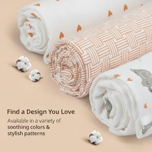 Image of Trance Home Linen Super Ultra Soft 100% Cotton Malmal Baby Swaddle Cloth | Baby Wrap for New Born Babies | Skin Frindelly Soft Baby Towel |New Born Swaddles-(100x100 Cm, Terra Tots,Pack of 3)