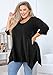 AusLook Plus Size Shirts for Women 3/4 Sleeve Black 4X Blouses Crewneck Clothes Tunic Flowy Clothing Loose Fit Babydoll Summer Fall Winter Maternity Tops Wear with Leggings