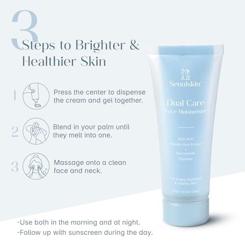 Image of Seoulskin Dual Care Face Moisturizer Cream | 2-in-1 Face Moisturizer for Women | Lightweight Gel Cream | Brightening & Hydrating Face Cream | Repairs Skin Barrier | With Kojic Acid, Niacinamide & Peptides | Non-Comedogenic | 50g