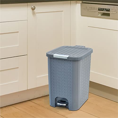 Image of FLAIR Ultra Home Pedal Trash Bin - 8L Medium Dustbin with Inner & Lid | Unbreakable Plastic, Odor Control, Lightweight | Non Garbage Smell | Perfect for Bathroom, Kitchen & Office (Grey)