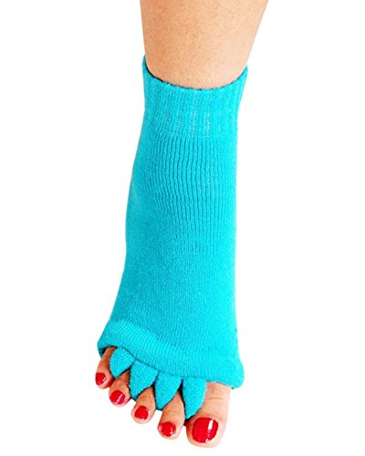Minjie Womens Comfy Toes Foot Alignment Socks Yoga Gym Massage Half Toe Socks 3 Pack (Purple+Skyblue+White) #TOP1