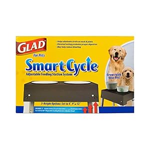 Glad for Pets Smart Cycle Adjustable Feeding Station System | Elevated Dog Bowl Inserts With 3 Height Options for Dogs | Includes 4 Disposable Dog Bowls
