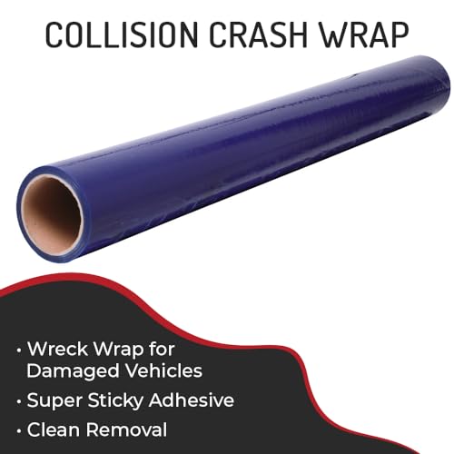 Hi-TECH Collision Crash Wrap 36\" x100\' – Heavy-Duty 3 MIL Automotive Wrap with Adhesive – Car Glass & Window Protection Film – Clean Removal – Weatherproof Barrier