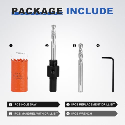 Image of 7 /8 Inch Hole Saw Circle Drill Bit Wood Metal Drywall Plastic Pipe