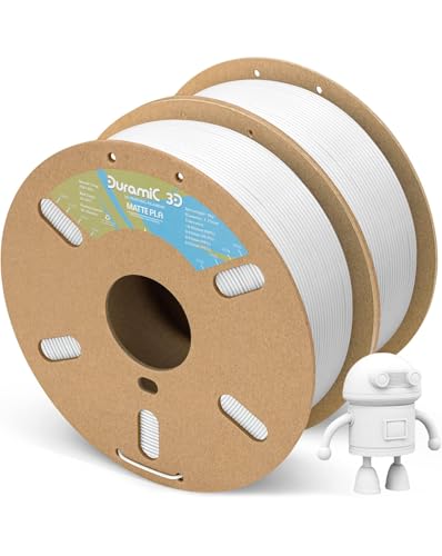 Image of DURAMIC 3D Matte PLA Filament 1.75mm White 2 Pack, 1kg Cardboard Spool Matte Finish 3D Printer Filament PLA 1.75mm Dimensional Accuracy 99% + /- 0.03 mm, Printing with FDM 3D Printer