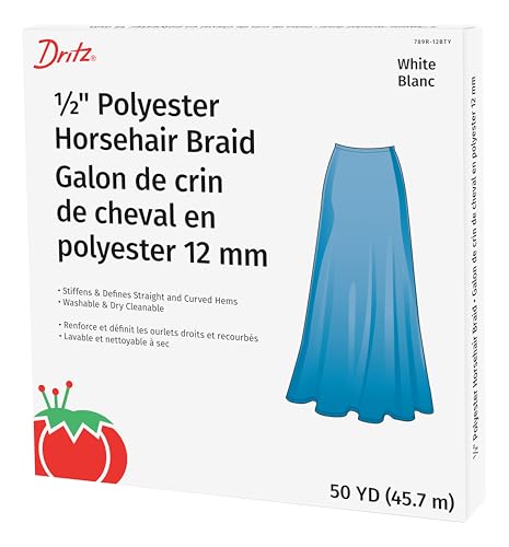 Dritz 789R-12BTY Polyester Horsehair Braid, White, 1/2