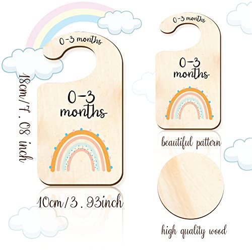 CRASPIRE 10PCS Wood Baby Wardrobe Dividers Rainbow Design from Newborn to 36 Month Hanger Seperaters Closet Organizers Nursery Infant Divider Gift for Shower - Image 2