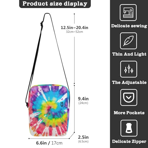 Crossbody Bag Tie Dye Color Messenger Bag for Women Men Purse Shoulder Bag Satchel Bag with Adjustable Strap 214C17003