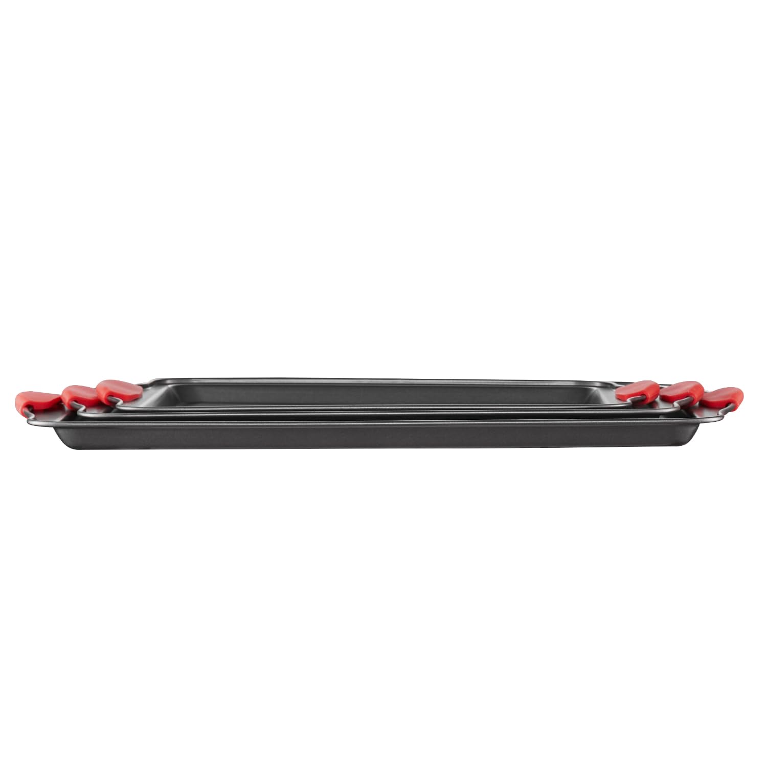 VEVOR 3-teiliges Backformen-Set, leicht zu reinigende Kochgeschirrblätter & Tabletts, Karbonstahl-Plätzchenblech mit Silikongriffen, stapelbare Küchenofen, Backgeschirr, Kochsets zum Backen von Keksen
