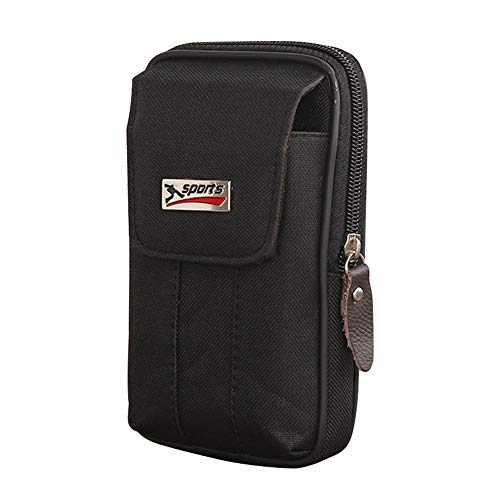 TaYoung Los hombres de la lona del teléfono móvil empaqueta la riñonera de la cremallera del paquete de la, Black Cover