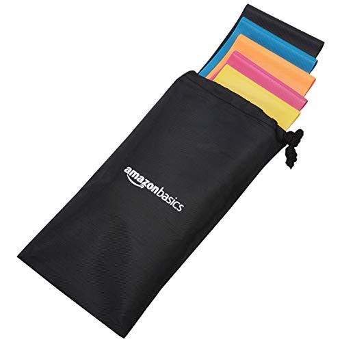 Amazon Basics Resistance Bands for Working Out, Exercise, Strength Training, Body Stretching, Set of 5, Multicolor view 4