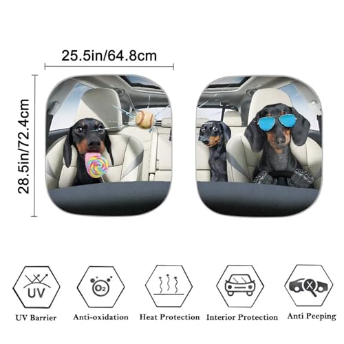 Image of Cool Puppy Car Front Windshield Sun Shade 2 PCS Windshield Cover Foldable Automotive Interior Accessories for Sun Protection Heat Reflector-Keep Your Vehicle Cool