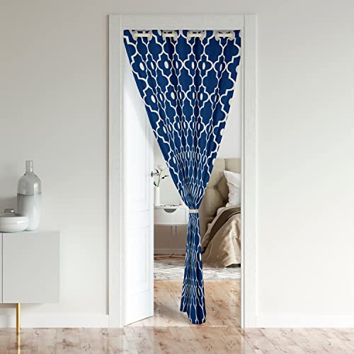 Loussiesd Blue Morocco Pearl Doorway Curtains Privacy Modern Closet Door Curtain for Bedroom 30%-50% Blackout Room Darkening Thermal Insulated Curtain Drape for Doors Windows 106x203cm 1 Panel - Image 2