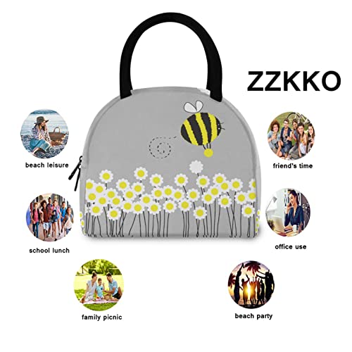 Zzkko Red Poppies Lunch Bag Box Tote Organizer Lunch Container Insulated Zipper Meal Prep Cooler Handbag For Women Men Home School Office Outdoor Use (Honey Bee) #TOP2